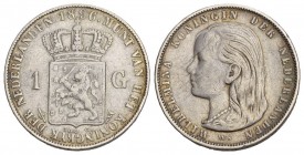 Niederlande Gulden, 1896, Wilhelmina, seltener Jahrgang, Schulman 796(R), 
selten sehr schön