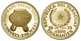 PARAGUAY B) 1500 Guaranies 1973, (10,64 g), KM:76, Fr:15 Prachtexemplar Proof