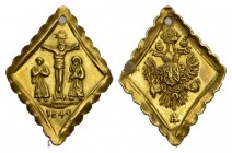 Russland 1849 Taufklippe klein Gold 1.3g sehr selten vorzüglich