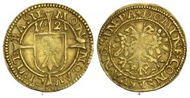 Schweiz / Switzerland / Suisse BASEL Stadt. Goldgulden 1621. Mzm. Hans Rudolf Holtzinger. MON: NO: AV: CIVIT: BASIL: 1621. Auf Langkreuz, das die Umsc...