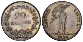 Schweiz / Switzerland / Suisse HELVETISCHE REPUBLIK. 20 Batzen 1798, Ohne Münzzeichen. Probe. 14.90 g. Richter (Proben) 
1-917 (dieses Exemplar). Sehr...