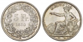 Schweiz / Switzerland / Suisse , Eidgenossenschaft. AR 5 Franken 1850 A (24.96 g), Mzst. Paris. Dav. 376, Divo 1.
unzirkuliert.