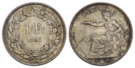 Schweiz / Switzerland / Suisse EIDGENOSSENSCHAFT 1/2 Franken 1850 A, Paris. HMZ 2-1205a, K./M. 8. Vorzügliches Exemplar mit dunkler Tönung