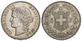 Schweiz / Switzerland / Suisse 5 Franken 1904 B, Bern. Divo 212, HMZ 2-1198j, Dav. 392. 24.94 g.
Seltenerer Jahrgang. Sehr schön