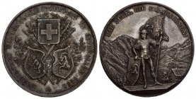 Schweiz, Eidgenossenschaft. Bern, Interlaken. AR Medaille (45 mm, 36.74 g), auf das Bernische Kantonal-Schützenfest 1888. Richter 210a. fast unzirkuli...