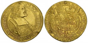 Olmütz Karl II. von Liechtenstein 1664 - 1695 5 Dukaten 1678, Kremsier. CAROL9 D G EPVS OLOMVCENSIS DVX S R I PCEPS. Brustbild rechts in geistlichem O...