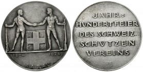 Aarau 19245 Eidg. Schützenfest Silber 50mm 52,8g Ri: 45a bis unzirkuliert