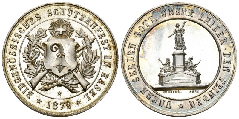 Basel 1879 Schützenmedaille in Silber sehr selten, im Richter Katalog nicht aufg...