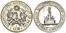Basel 1879 Schützenmedaille in Silber sehr selten, im Richter Katalog nicht aufgeführt 15,3g Silber FDC