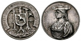 Langnau 1906 Schützenmedaille Silber 6,4g Ri:257a bis unzirkuliert