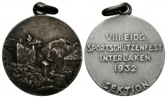 Interlaken 1932 Eidg. Schützenfest Silber 25mm 8,7g Ri: 329b selten vorzüglich
