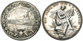 Fribourg 1881 Tir Federal Silber Ri: 406a 53,05g seltenvorzüglich bis unzirkuliert