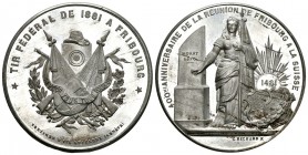 Fribourg 1881 Schützenfest Medaille Zinn Ri:414c FDC