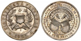 Fribourg 1881 Tir Federal Silber 34mm Ri: 418a selten unzirkuliert