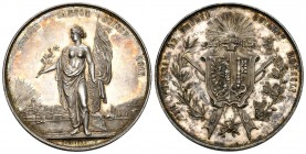 Genf 1851 Tir Federal Silber 24,3g selten Ri: 572b FDC