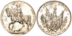 Genf 1884 Schützenmedaille Ri: 626b RRR Silber 57,5g fast FDC