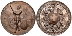 Genf 1887 Schützenmedaille Kupfer selten Ri: 628d unzirkuliert