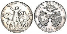 Genf 1887 Tir Federal Silber selten 22,3g 40mm Ri: 637a unzirkuliert