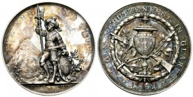 Glarus 1892 Eidg. Schützenfest Silber 46,3 Ri: 807b Nur 50 Stück geprägt Prachtesemplar Prooflike FDC