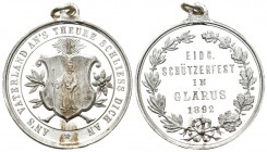 Glarus 1892 Eidg. Schützenfest Silber 34mm Ri: 819b FDC mit Flecken