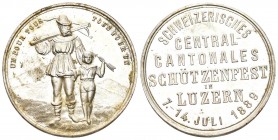 Luzern 1889 Zentral Schützenfest Silber 15,4g Ri: 869 RRR unzirkuliert