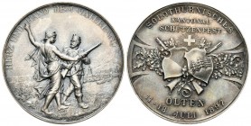 Olten 1897 Schützenmedaille Silber 39,4g selten Ri: 1125a unzirkuliert