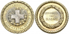 St.Gallen 1838 Freischiessen vergoldete Weissmetallmedaille Ri: 1155b s.selten gutes vorzüglich