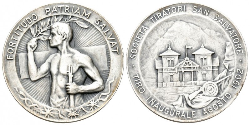 San Salvatore 1902 Schützenmedaille Silber 24,9g selten Ri: 1426a RRR unzirkulie...