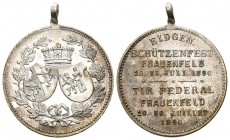 Frauenfeld 1890 Kant. Schützenfest Bronce versilbert Ri: 1260a 26mm vorzüglich