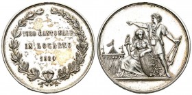 Locarno 1880 Schützenmedaille in Silber 49,3g s.selten Ri: 1369a vorzüglich