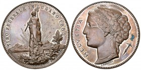 Lugano 1883 Kupfer Medaille Selten Ri: 1378c mit Flecken FDC