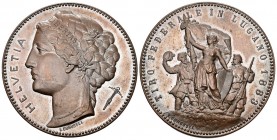 Lugano 1883 Kupfer Medaille Selten Ri: 1381c -FDC