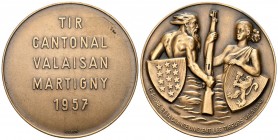 Wallis 1957 Tir Cantonal Bronce 50mm Ri: 1544b unz
