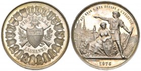 Lausanne 1876 Tir Federal Silber 43,2g selten Ri: 1562a Nur ein Exemplar geprägt FDC