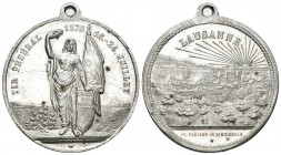 Lausanne 1876 Tir Federal in Zinn Ri: 1567b 37mm vorzüglich