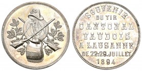 Waadt 1894 Schützenmedaille Silber 9,1g selten Ri: 1594 a FDC