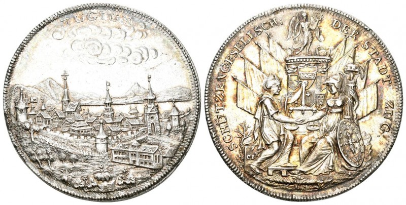 Zug 1827 Schützenmedaille Silber 28,2g selten Ri: 1670c fast unzirkuliert