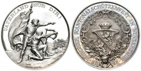 Zürich 1891 Schützenmedaille Silber 38,9g Ri: 1746a fast FDC