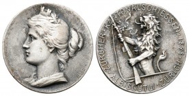 Zürich 1898 Schützenmedaille Ri: 1777b Silber 8,8g selten unzirkuliert