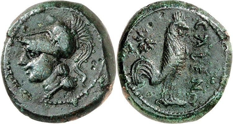 ITALIEN. 
KAMPANIEN. 
CALES (Calvi). AE-20mm (270/250 v.Chr.) 6,59g. Athenakop...