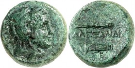 MAKEDONIEN. 
KÖNIGREICH. 
Alexander III. der Große 336-323 v. Chr. AE-Tetrachalkon 19mm (4./3.Jh. v.Chr.) 5,94g, unbest. Mzst. in Makedonien. Kopf d...