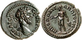 MOESIEN. 
NIKOPOLIS "am Istros" (Stari Nikjup an der Rusica). 
Septimius Severus 193-211. AE-Assarion 17mm 3,55g. Kopf m. Lkr. n.r. AY KAI CE - CEYH...