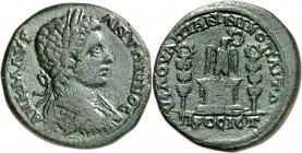 MOESIEN. 
NIKOPOLIS "am Istros" (Stari Nikjup an der Rusica). 
Caracalla, Augustus 198-217. AE-Tetrassarion 28mm (208/210) 11,93g, Provinzlegat Flav...