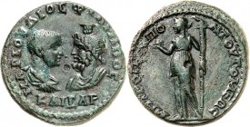 MOESIEN. 
TOMIS (Constantza). 
Philippus II. Caesar 244-247. AE-Pentassarion&nbsp;(!) 26mm 12,8g. Büsten des Prinzen und des Sarapis einander gegenü...