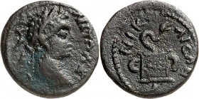 BITHYNIEN. 
NIKAIA (Iznik). 
Caracalla 198-217. AE-Chalkus 16mm (um 204/205) 2,45g. Kopf n.r. / NIKA-IEWN Schlange in Cista mystica. BMC&nbsp; -&nbs...