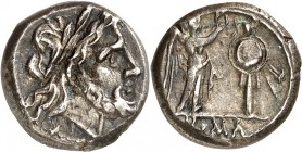 RÖMISCHE REPUBLIK : Silbermünzen. 
Anonym 227-208 v. Chr. Victoriatus (nach 211 v.Chr.) 3,59g, Rom. Iupiterkopf n.r. / Victoria bekränzt Tropaeum; un...