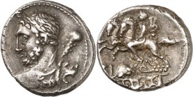 RÖMISCHE REPUBLIK : Silbermünzen. 
Titus Quinctius 112-111 v. Chr. Denar 3,92g. Herculesbüste m. Löwenfell u. Keule n.l. / Desultor-Reiterstatue n.l....
