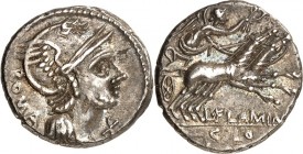 RÖMISCHE REPUBLIK : Silbermünzen. 
Lucius Flaminius Cilo 109-108 v. Chr. Denar 3,98g. Romakopf n.r. ROMA / Victoria in Biga n.r.; unten L.FLAM[INI] -...