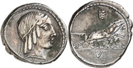 RÖMISCHE REPUBLIK : Silbermünzen. 
Gaius Marcius Censorinus 88 v. Chr. Denar 3,76g. Kopf des Apollo n.r. / Pferd galoppiert n.r. C. CENSOR darunter V...