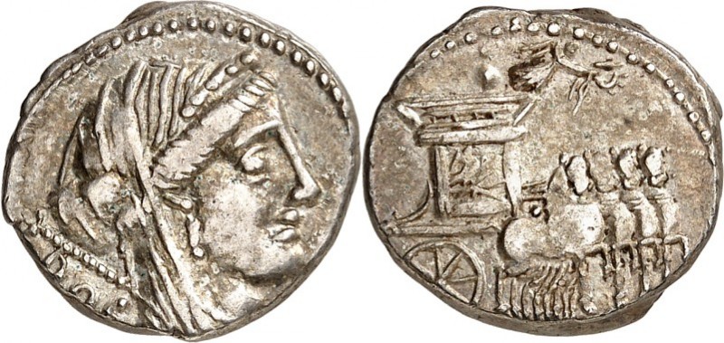RÖMISCHE REPUBLIK : Silbermünzen. 
Lucius Rubrius Dossenus 87 v. Chr. Denar 3,9...